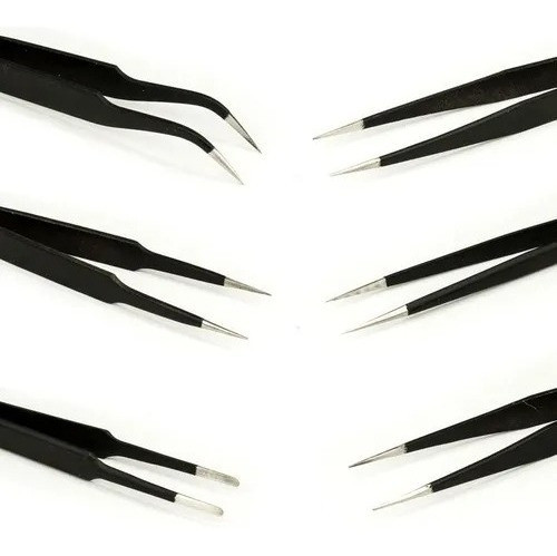 Juego Kit X6 Pinzas Bruselas Metálicas Antiestáticas 0