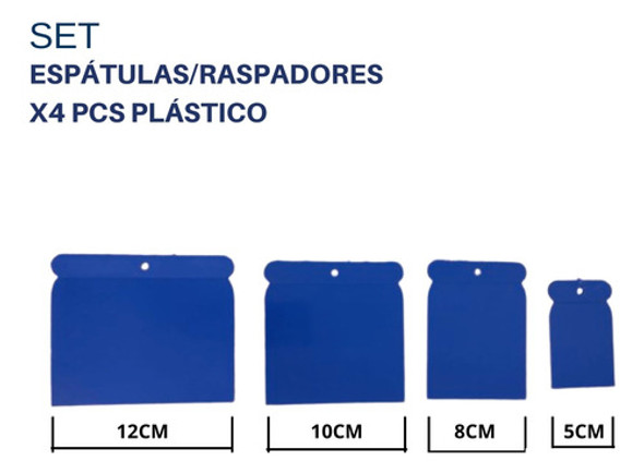 Espatulas Set Power Plastico Albañil 4 Unidades 5 8 10 12 1