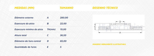 Disco De Freio Dianteiro 280mm Volkswagen Bora 1.8i 20v 1