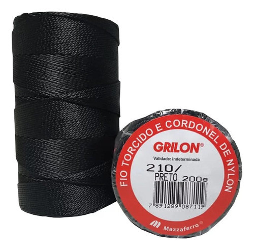 Fio Torcido Grilon 210/48 Preto Carretel Com 200 Gramas 1