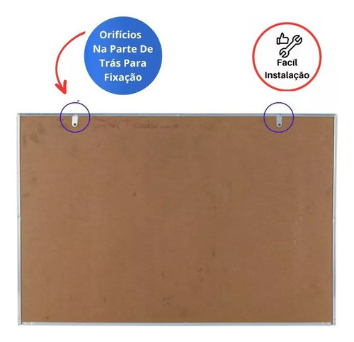 Quadro De Avisos Cortiça 90x60cm Moldura Alumínio - 01 Unid 1