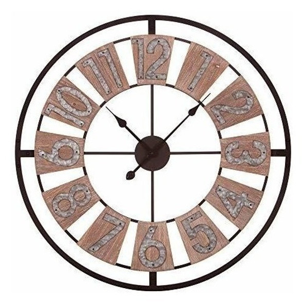 Patton Reloj De Pared De Madera Y Metal Galvanizado 30 Pulga 0