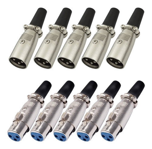 Kit 40 Plug Conector Xlr Canon Femea + Macho Corpo Metal Pro 0