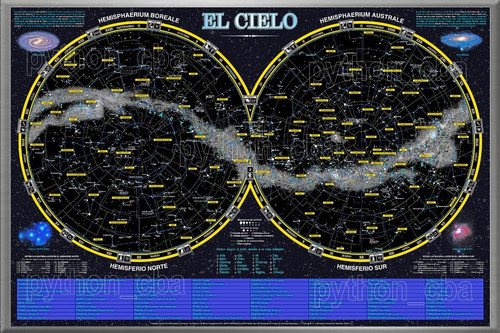 Póster Constelaciones Mapa Estelar Estrellas - El Cielo 0
