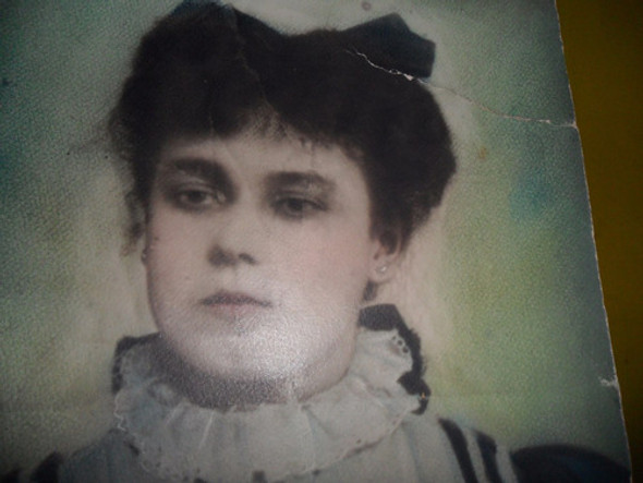 Antigua Foto Fotografia Mujer Dama Vestido Retrato 1