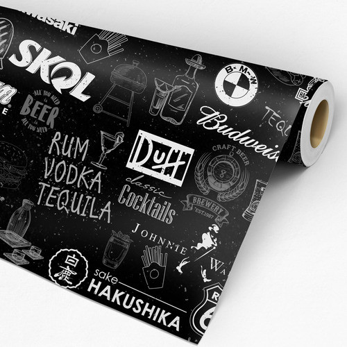 Papel De Parede Autocolante Cerveja E Bebida 3mts + Brinde 1
