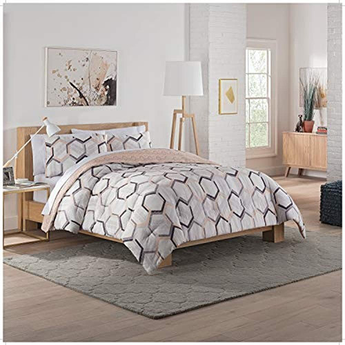 Edredón Hexagonal Vue Con 1 Funda De Almohada, Twin Xl, Azul 1