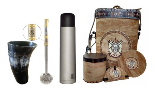 Kit Completo Tereré Guampa Térmica Mateira E Bomba Inox Ouro 0