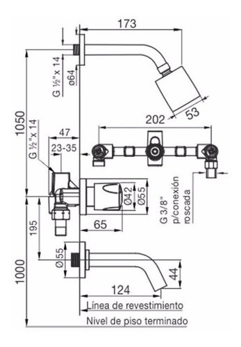 Grifería Fv Ducha Con Transferencia Pampa 0103/b6 1