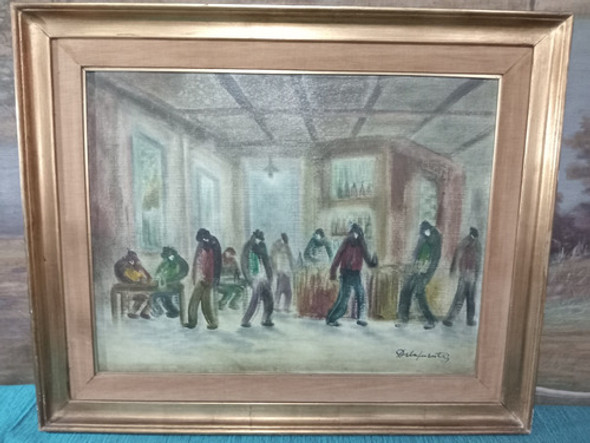 Óleo Sobre Harboard Del Autor Felipe De La Fuente. Cantina 1 Óleo Sobre Harboard Del Autor Felipe De La Fuente. Cantina 1