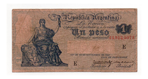 Billete 1 Peso M$n Caja Conversion Progreso Bottero 1562 B- 0