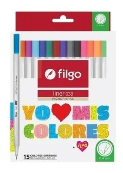 Marcador Microfibra Filgo Liner 038 0,4 Mm X 15 Colores 0