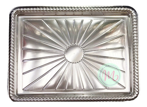 1 Bandeja De Plástico Grueso Plateada Rectangular 25x32cm 0