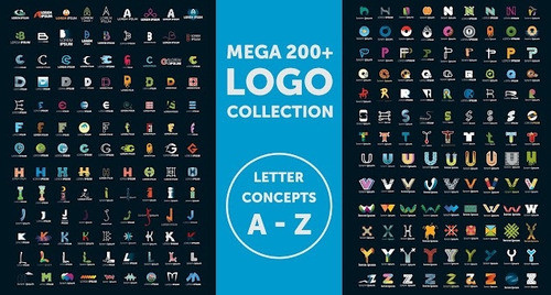 Pack Vectores +200 Logos Alfabéticos Editables Vector #v310 1