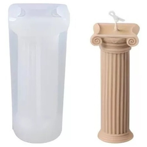 Molde De Silicona Columna Griega Vela Resina Yeso Cemento 0