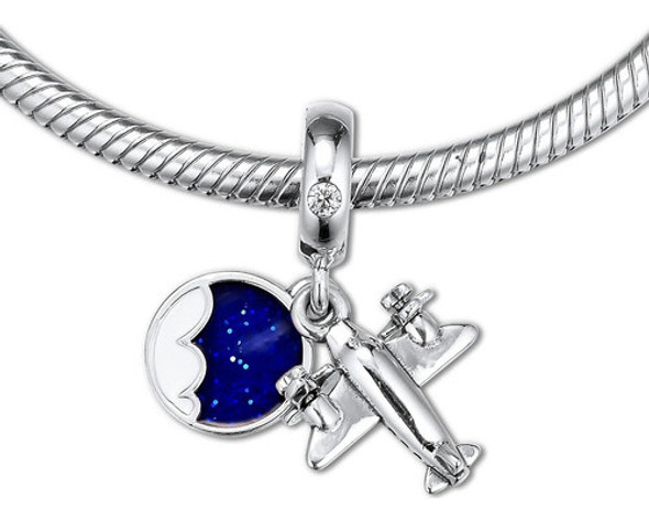 Dije Charm Para Pulsera Pandora Avión Viaje Cielo 0