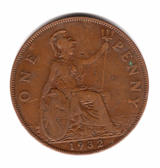 Inglaterra Gran Bretaña Moneda 1 Penny 1932 Km#838 Cobre 0