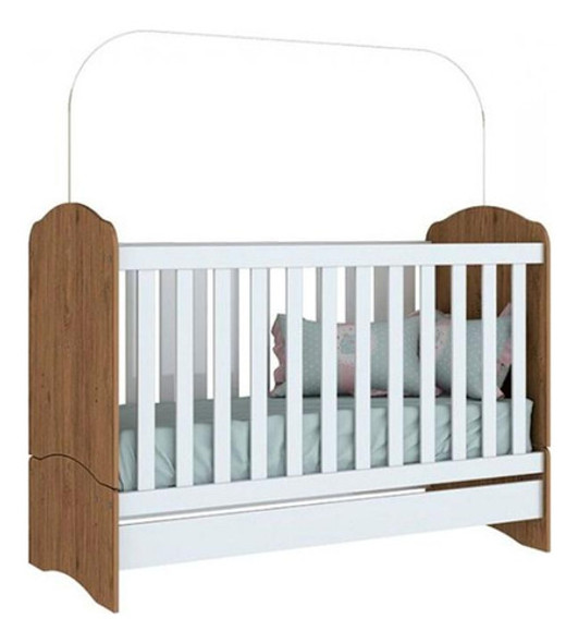 Berço/mini Cama Infantil Bala De Menta 3 Em 1 Rústico/branc 0