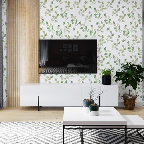 Papel Parede Floral Folha Adesivo Sala Quarto 3m + Brinde 1