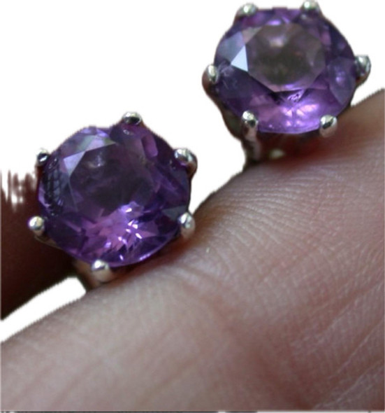 Caravanas Plata 925 Amatistas Comodas Aparentes Luli Oferta 0