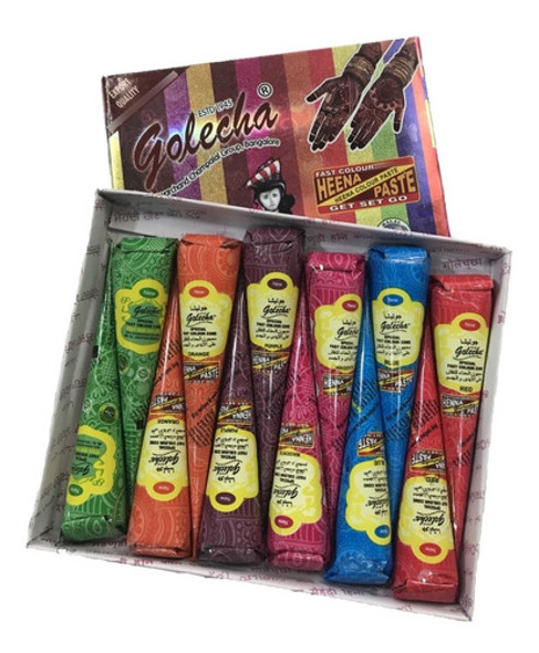 Kit 12 Henna Indiana, Tatuagem,  Sobrancelha, Várias Cores 0