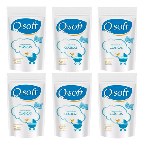 Toallitas Humedas Q-soft Clásicas Bebes Tela Gruesa 6x50u 0