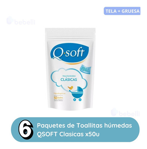 Toallitas Humedas Q-soft Clásicas Bebes Tela Gruesa 6x50u 1