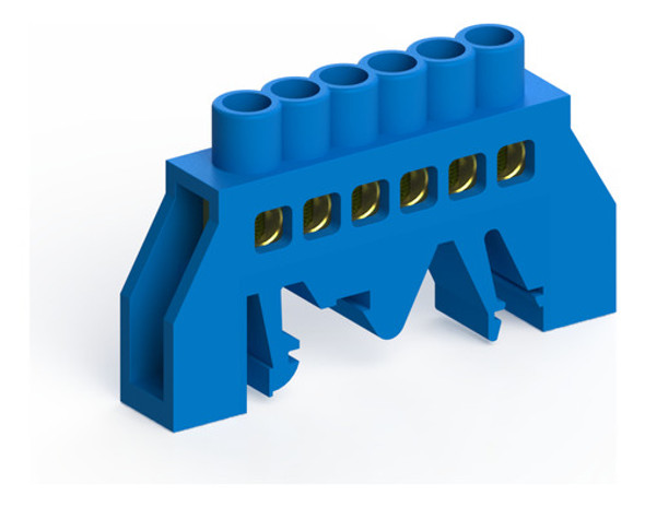 Bloco De Distribuição Azul 6 Furos 80a - Série 4 1