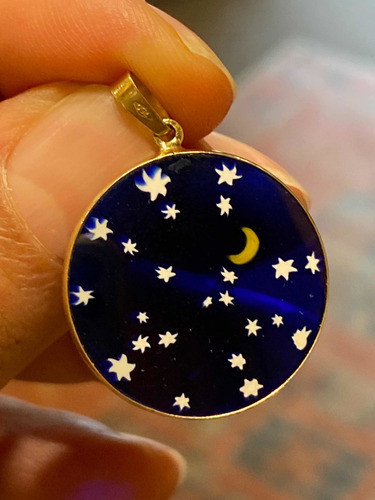 Luli Oro 18k Colgante Medalla Noche Cristal Murano Italiana 1