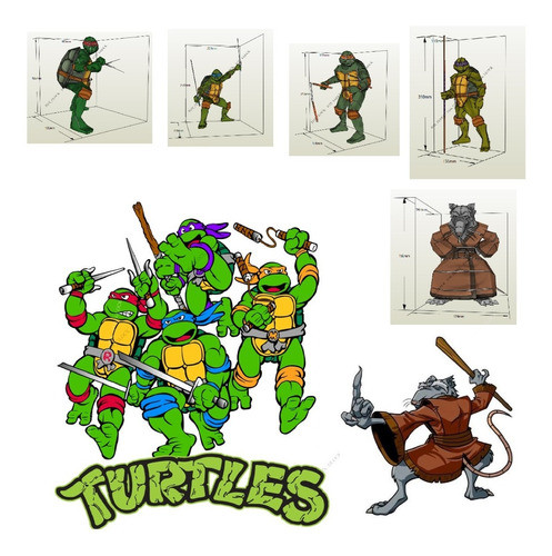 Tortugas Ninja + Splinter 15 Cm Papercraft 0