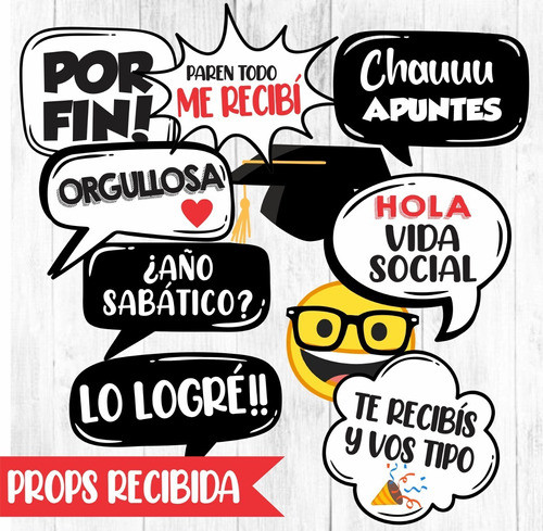 Props Para Fotos Graduación - Cartelitos + Emojis 1
