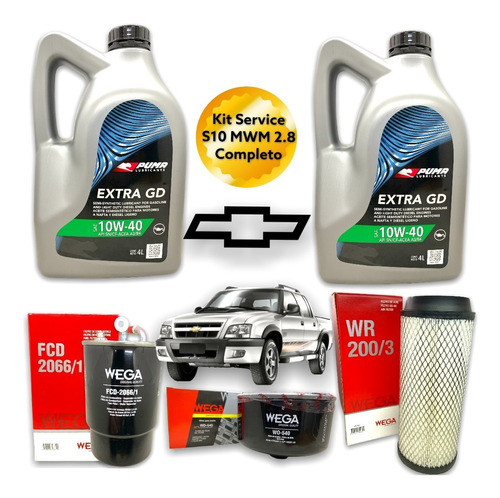 Kit Service 3 Filtros + Aceite 10w40 Chevrolet S10 Mwm 2,8 0