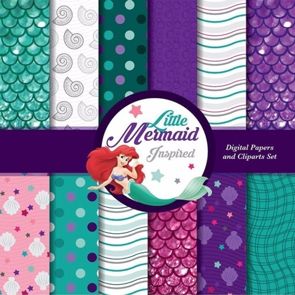 Kit Imprimible Sirenita Princesa 5-12 Fondos 6 Png Ver Promo 1