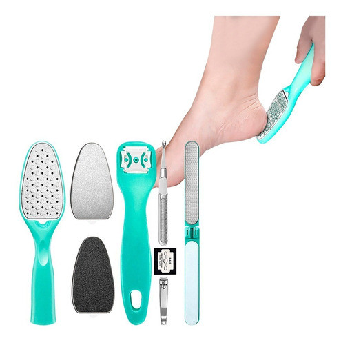 Kit Pies X8 Piezas Escofina Anatómica Triple Lima Corta Uñas 0