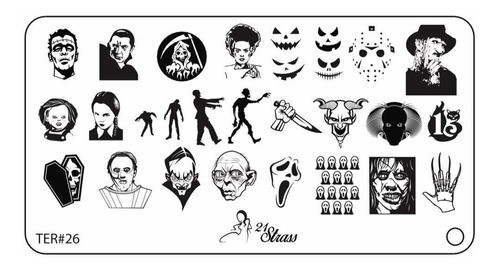 Placa Para Stamping De Acrílico 21 Strass Terror Horror 0