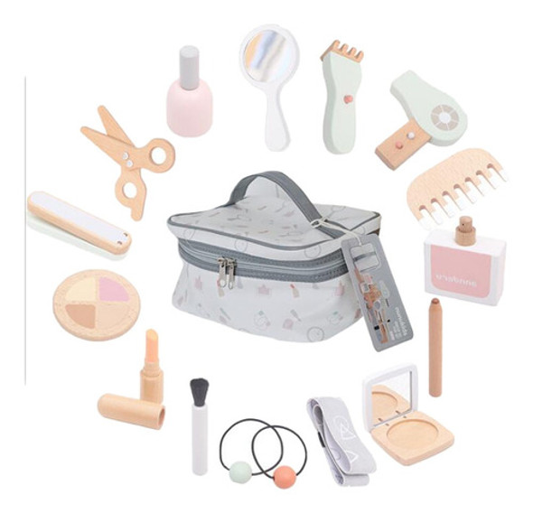 Conjunto De Maquiagem De Menina De Madeira Pretend Play Seca 1