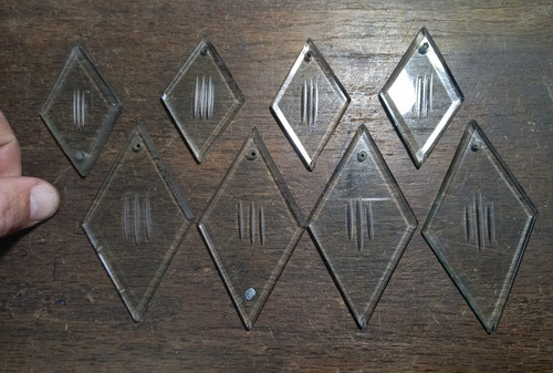 Lote 8 Antiguos Caireles Cristal Plaquetas Repuestos 0