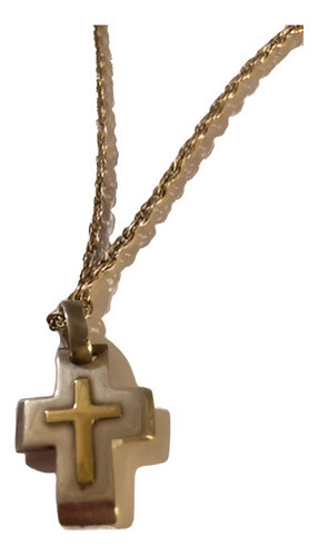 Cadena Tourbillon Plata + Cruz Plata  Y Oro Kendra Joyas 1