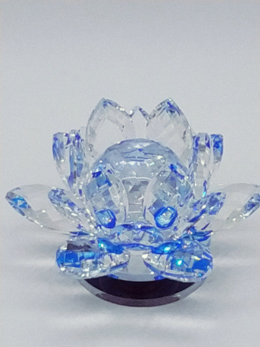 Flor De Lótus De Cristal Transparente Azul 10cm 1