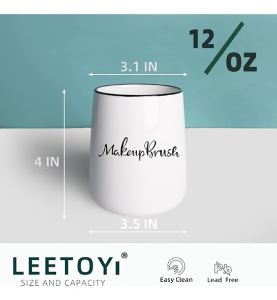 Leetoyi Portabrochas De Maquillaje De Cerámica, Taza Organiz 1 Leetoyi Portabrochas De Maquillaje De Cerámica, Taza Organiz 1