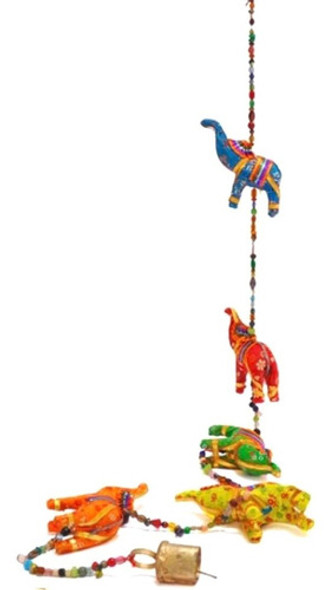 Tira Hindu 5 Elefantes Colgante Decorativa Cortina C Campana 1