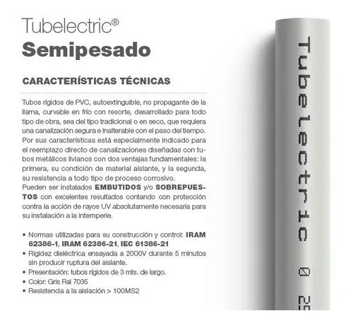 Caño Luz Pvc 32mm (1 1/4) Genrod Semi-pesado 10 Tiras 30mts 1