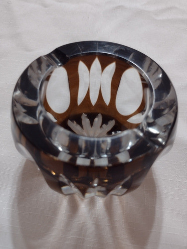 Cenicero Antiguo Encamisado Marron Impecable. 1