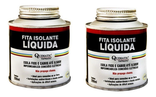 2x Fita Isolante Líquida Preta 200m Tapmatic Quimatic 0