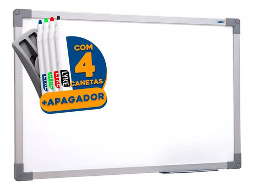 Lousa Quadro Branco Mold Aluminio 120x90 Apagador 4 Marcador 0
