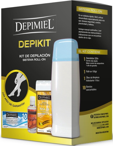 Kit Depilacion Roll On Depimiel Bandas Cartucho Cera Bandas 1