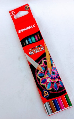 Lapices De Colores Metalicos,  6 Colores,  Marca Simball 1