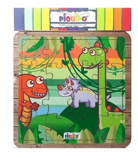 Rompecabezas Dinosaurios 16 Piezas Madera Artesanal 0