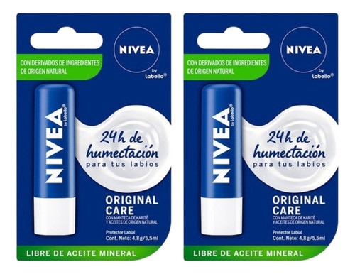 Pack X3 Nivea Protector Labial Humectante Original Care Azul 0