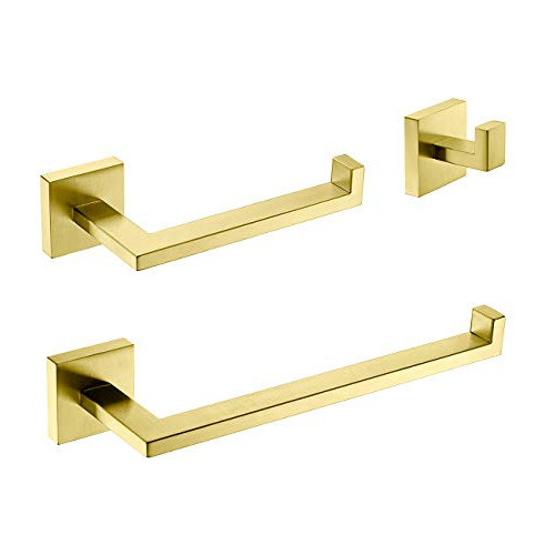 3 Accesorios De Baño De Acero Inoxidable - Brushed Gold 0